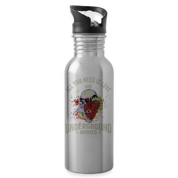 Underground Film, Independent Cinema, Horror - Trinkflasche mit integriertem Trinkhalm - Lightsilver - Rechts