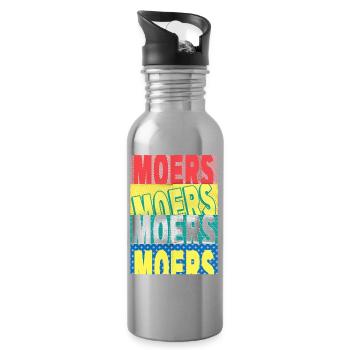 Moers Germany City Font Skyline - Water bottle with straw - silver - Right
