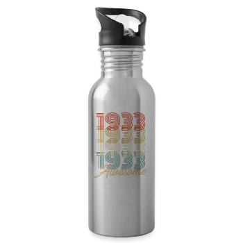 Funny Birthday Awesome 1933 - Water bottle with straw - silver - Right