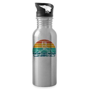 Super Dad, bester Vater 60er 70er 80er 90 Party - Trinkflasche mit integriertem Trinkhalm - Lightsilver - Rechts