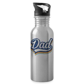Retro Vintage Daddy 60er 70er 80er 90 Party Kostüm - Trinkflasche mit integriertem Trinkhalm - Lightsilver - Rechts