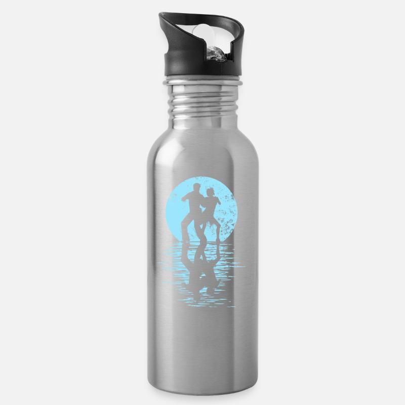 Tänzer Tanzpaar Tanzen, Tanz Rumba Fox Tango Salsa - Trinkflasche mit integriertem Trinkhalm - Lightsilver