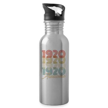 Funny Birthday Awesome 1920 - Trinkflasche mit integriertem Trinkhalm - Lightsilver - Rechts