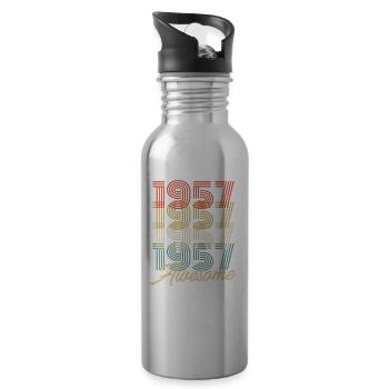Funny Birthday Awesome 1957 - Trinkflasche mit integriertem Trinkhalm - Lightsilver - Rechts