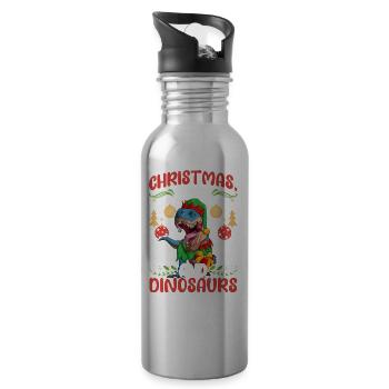 Dino Boy Boy Children Christmas Love Dinosaurs - Water bottle with straw - silver - Right