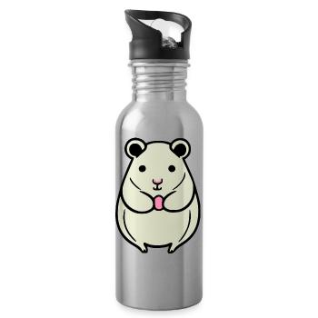 Hamster mignon animal rongeur animaux drôle animal 2 - Gourde avec paille intégrée - argent clair - Droite