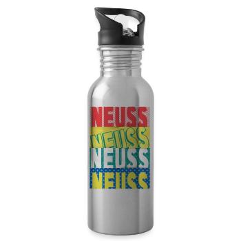 Neuss Germany City Font Skyline - Gourde avec paille intégrée - argent clair - Droite