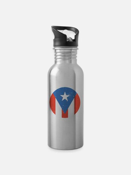 Puerto Rico - Trinkflasche mit integriertem Trinkhalm -