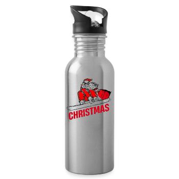 Boarder Snowboarder Christmas Love Snowbaord - Water bottle with straw - silver - Right