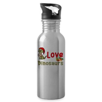Ce garçon aime les dinosaures Enfants Garçon Dino - Gourde avec paille intégrée - argent clair - Droite