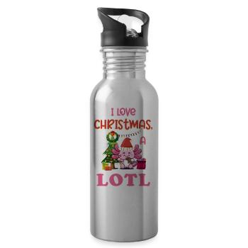 Love Christmas a LOTL, Liebe Weihnachten Axolotl - Water bottle with straw - silver - Right