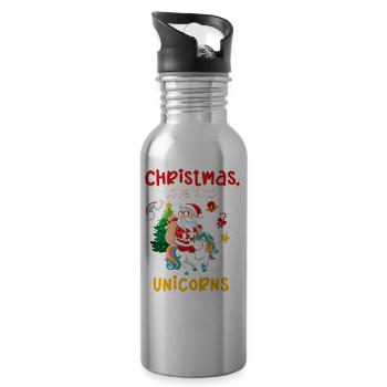 Einhorn Pferde Reitern Weihnachen Liebe Reiten - Trinkflasche mit integriertem Trinkhalm - Lightsilver - Rechts