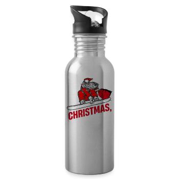 Boarder Snowboarder Christmas Love Snowbaord - Water bottle with straw - silver - Right