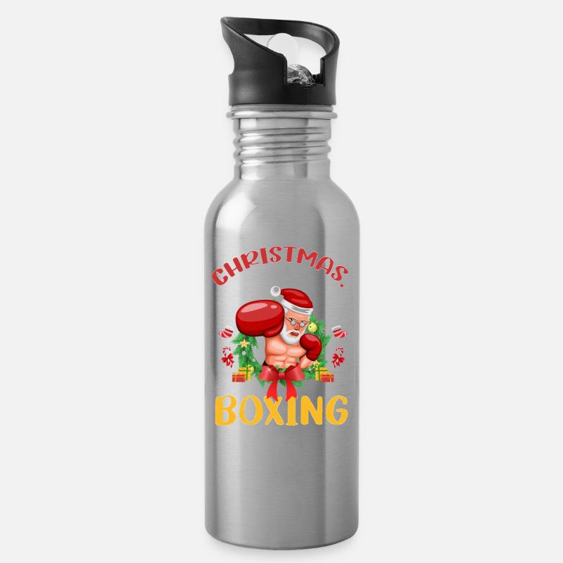 Christmas Love Boxing Boxer Weihnachtsgeschenk - Trinkflasche mit integriertem Trinkhalm - Lightsilver