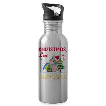 Einhorn Pferde Reitern Weihnachen Liebe Reiten - Trinkflasche mit integriertem Trinkhalm - Lightsilver - Rechts