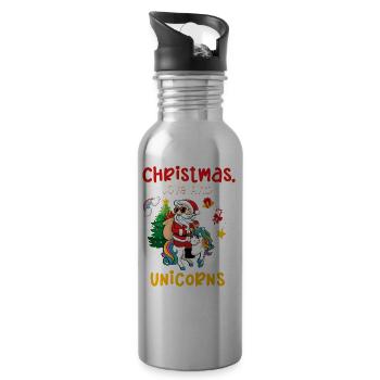 Einhorn Pferde Reitern Weihnachen Liebe Reiten - Trinkflasche mit integriertem Trinkhalm - Lightsilver - Rechts