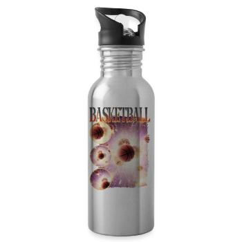 Basketball Basketballer Dunking Sport Vintage - Trinkflasche mit integriertem Trinkhalm - Lightsilver - Rechts