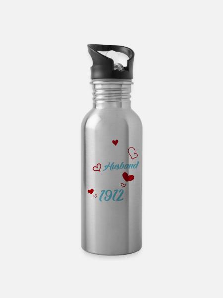 Bester Ehemann seit 1912 Hochzeit - Trinkflasche mit integriertem Trinkhalm - 