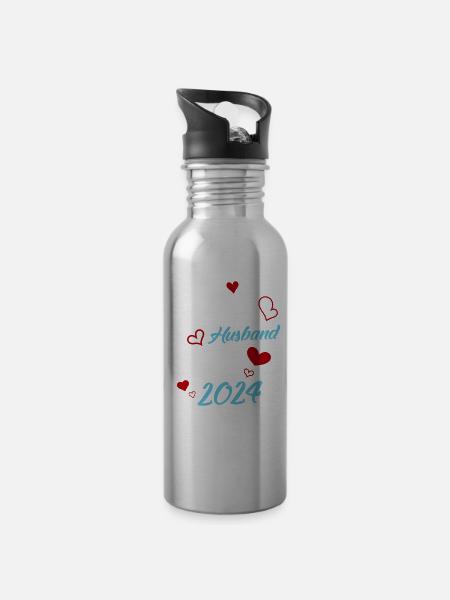 Bester Ehemann seit 2024 Hochzeit - Trinkflasche mit integriertem Trinkhalm - 