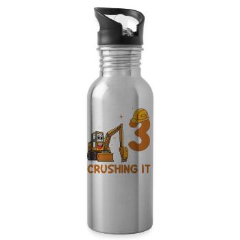 lustiges Silikon Tits Silicon Valley Brüste Boobs - Trinkflasche mit integriertem Trinkhalm - Lightsilver - Rechts