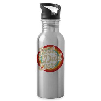 Retro Vintage Daddy 60er 70er 80er 90 Party Kostüm - Trinkflasche mit integriertem Trinkhalm - Lightsilver - Rechts
