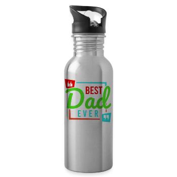 Super Dad, Daddy, Best Daddy Daddy Father's Day - Water bottle with straw - silver - Right