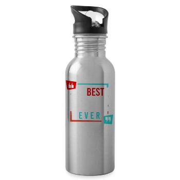 Super Dad, Daddy, Best Daddy Daddy Father's Day - Water bottle with straw - silver - Right
