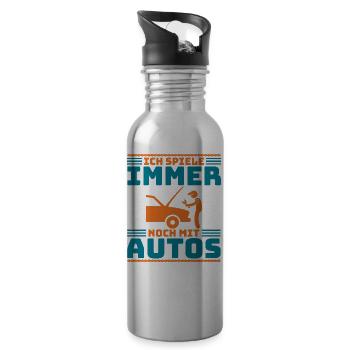 KFZ Mechaniker Auto Tuning, Racing Car, Techniker - Trinkflasche mit integriertem Trinkhalm - Lightsilver - Rechts