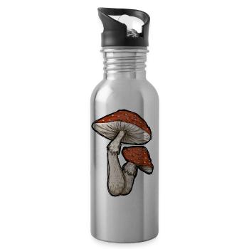 Toadstools Illustration - Water bottle with straw - silver - Right