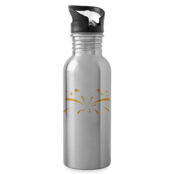 Réveillon du Nouvel An, Paix, Amour, Bonne Année - Gourde avec paille intégrée - argent clair - Droite