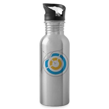 Bogensport Bogenschütze Bogenschießen Pfeil Bogen - Trinkflasche mit integriertem Trinkhalm - Lightsilver - Rechts