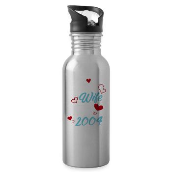 Jubiläum Trauerbeste Ehefrau seit 2004 Hochzeit - Trinkflasche mit integriertem Trinkhalm - Lightsilver - Rechts