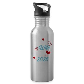 Jubiläums-Trauzeugin seit 2026 Hochzeit - Trinkflasche mit integriertem Trinkhalm - Lightsilver - Rechts
