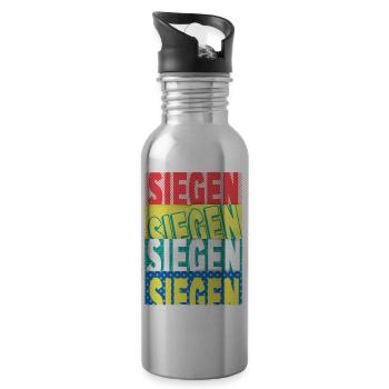 Siegen Deutschland Stadt Schrift Skyline - Trinkflasche mit integriertem Trinkhalm - Lightsilver - Rechts