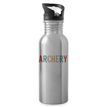Bogensport Bogenschütze Bogenschießen Pfeil Bogen - Trinkflasche mit integriertem Trinkhalm - Lightsilver - Rechts