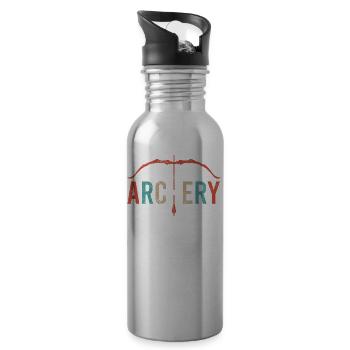 Bogensport Bogenschütze Bogenschießen Pfeil Bogen - Trinkflasche mit integriertem Trinkhalm - Lightsilver - Rechts