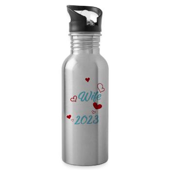 Jubiläums-Trauzeugin seit 2023 Hochzeit - Trinkflasche mit integriertem Trinkhalm - Lightsilver - Rechts