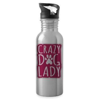 crazy dog lady Zitat - Trinkflasche mit integriertem Trinkhalm - Lightsilver - Rechts