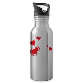 Valentine's Day girlfriend, boyfriend, man, wife partner - Water bottle with straw - silver - Right