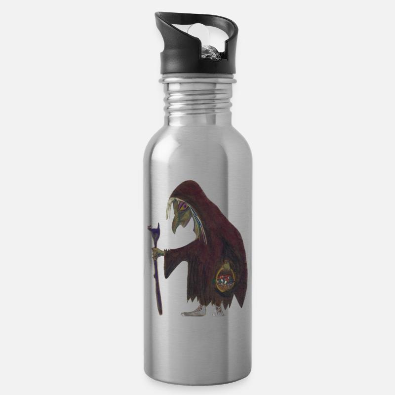 Hexe - Trinkflasche mit integriertem Trinkhalm - Lightsilver