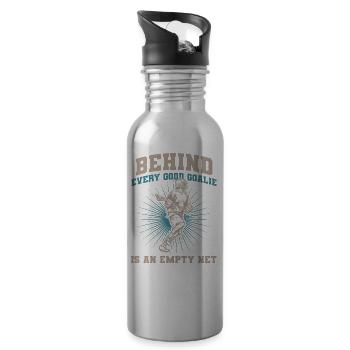 Lacrosse Tormann LAX Goalie Spieler Fan Trainer - Trinkflasche mit integriertem Trinkhalm - Lightsilver - Rechts