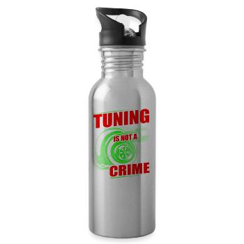 Tuner de voiture, Mécanicien automobile, Voiture de course, Tuning - Gourde avec paille intégrée - argent clair - Droite