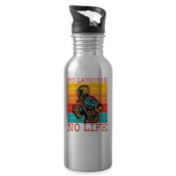 Lacrosse LAX Club Team Players Coaches Fans Coach - Water bottle with straw - silver - Right