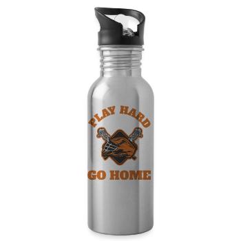 Lacrosse LAX Club Team Spieler Trainer Fans Coach - Trinkflasche mit integriertem Trinkhalm - Lightsilver - Rechts