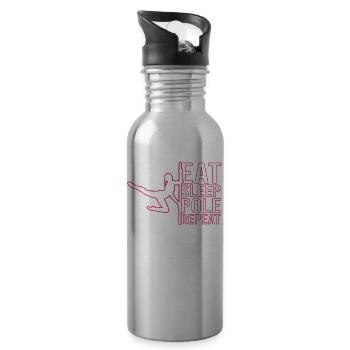 Pole Dance Dancer, Pole Dance, Pole Dancing - Water bottle with straw - silver - Right