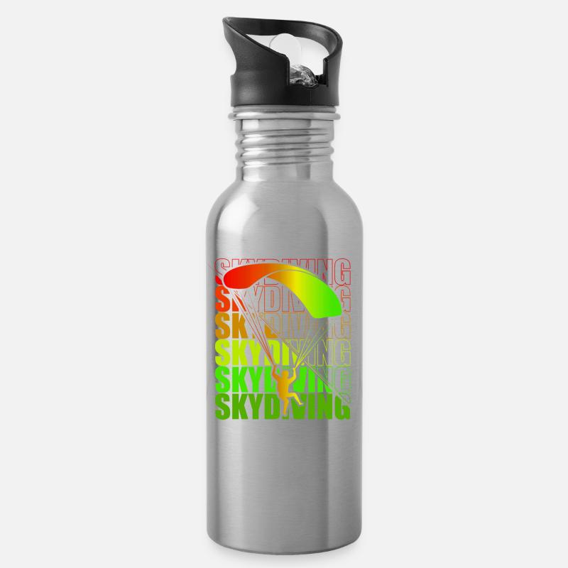 Skydive Freefly Fallschirmspringer Shirt Skydiving - Trinkflasche mit integriertem Trinkhalm - Lightsilver