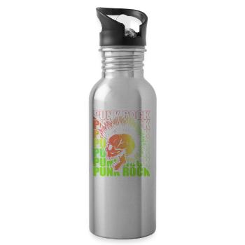 Punk Rock Pogo Anarchy Punks Punk Rocker Punk - Water bottle with straw - silver - Right