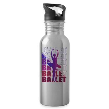 Ballet, Ballerine, Fille, Fille, Danse - Gourde avec paille intégrée - argent clair - Droite