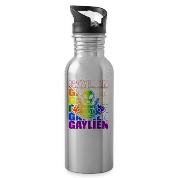 Gender Lesben, Schwule, Trans, Queer Regenbogen - Trinkflasche mit integriertem Trinkhalm - Lightsilver - Rechts