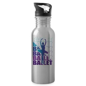 Ballet, Ballerine, Fille, Fille, Danse - Gourde avec paille intégrée - argent clair - Droite
